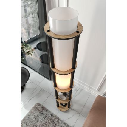 Stojací lampa s poličkami NOTO 1xE27/40W/230V béžová/černá