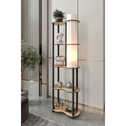 Stojací lampa s poličkami NOTO 1xE27/40W/230V béžová/černá