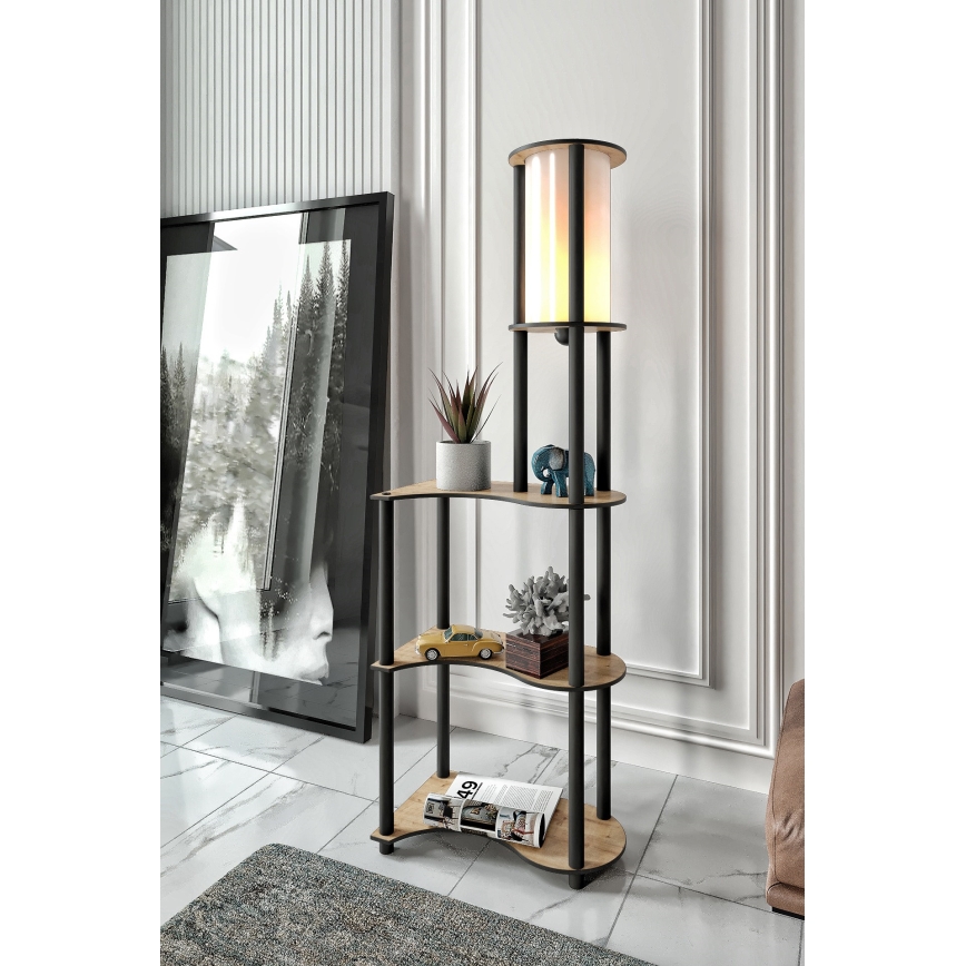 Stojací lampa s poličkami NOTO 1xE27/40W/230V béžová/černá
