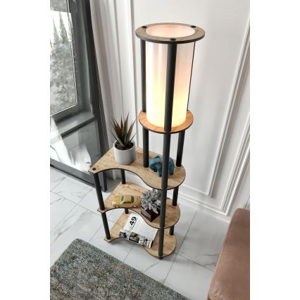 Stojací lampa s poličkami NOTO 1xE27/40W/230V béžová/černá
