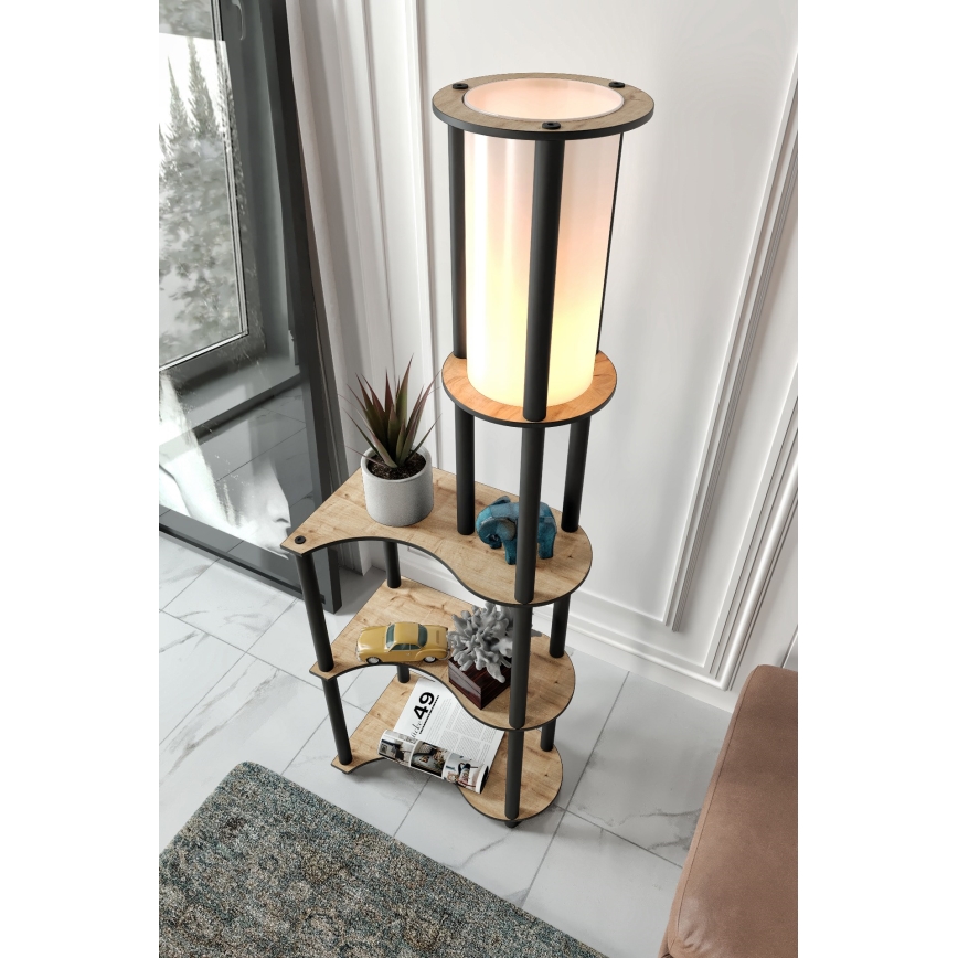 Stojací lampa s poličkami NOTO 1xE27/40W/230V béžová/černá
