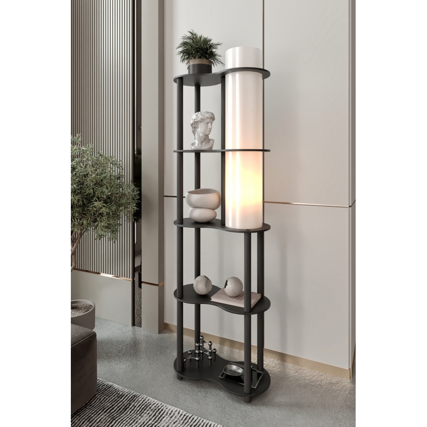 Stojací lampa s poličkami NOTO 1xE27/40W/230V černá