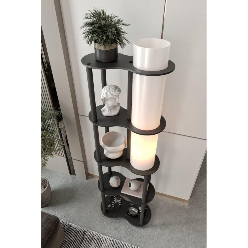 Stojací lampa s poličkami NOTO 1xE27/40W/230V černá