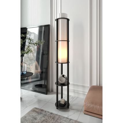 Stojací lampa s poličkami NOTO 1xE27/40W/230V černá