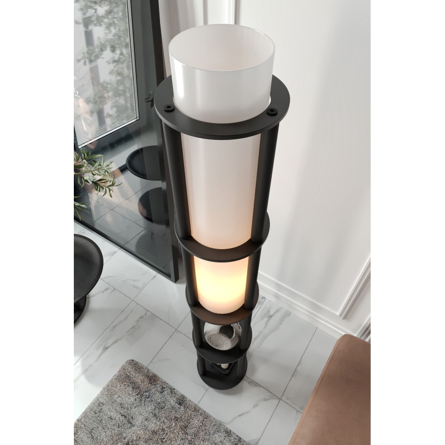 Stojací lampa s poličkami NOTO 1xE27/40W/230V černá
