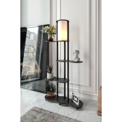 Stojací lampa s poličkami NOTO 1xE27/40W/230V černá