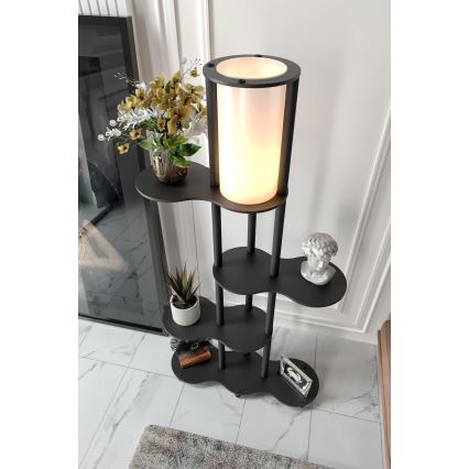 Stojací lampa s poličkami NOTO 1xE27/40W/230V černá