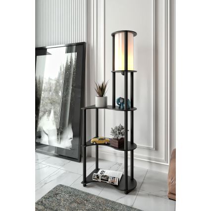 Stojací lampa s poličkami NOTO 1xE27/40W/230V černá