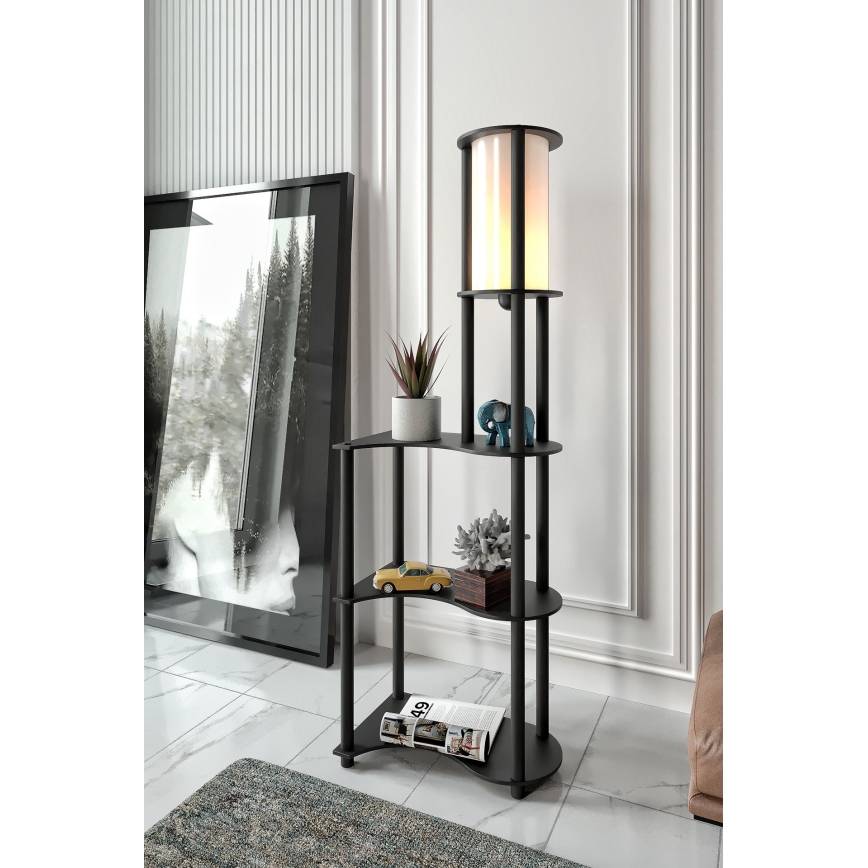 Stojací lampa s poličkami NOTO 1xE27/40W/230V černá