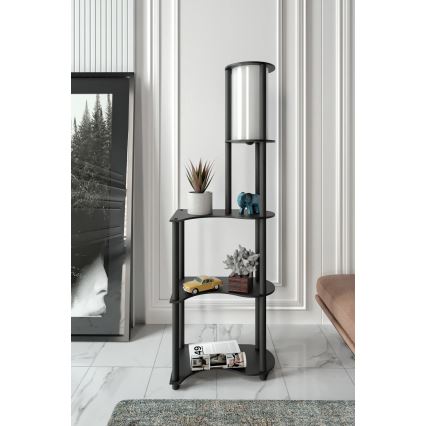 Stojací lampa s poličkami NOTO 1xE27/40W/230V černá