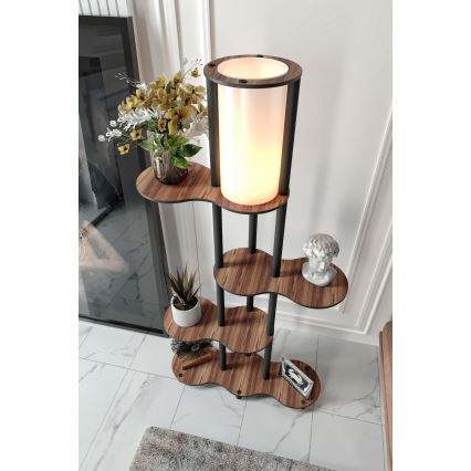 Stojací lampa s poličkami NOTO 1xE27/40W/230V hnědá/černá