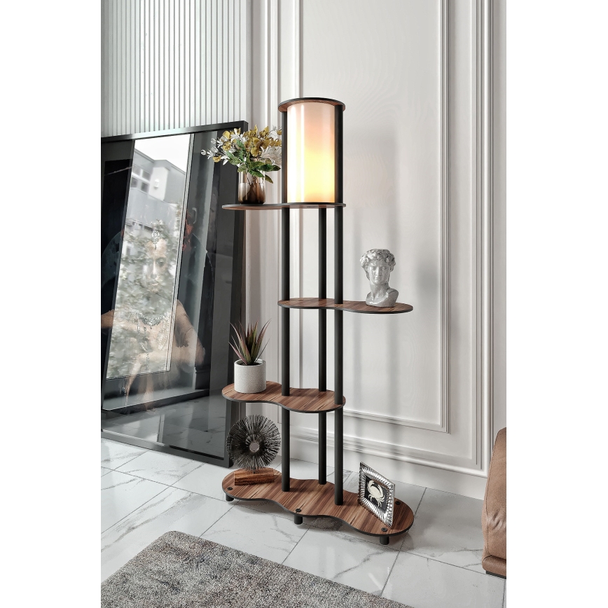 Stojací lampa s poličkami NOTO 1xE27/40W/230V hnědá/černá