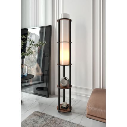 Stojací lampa s poličkami NOTO 1xE27/40W/230V hnědá/černá