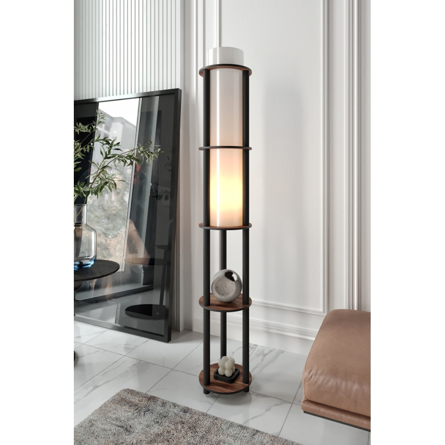 Stojací lampa s poličkami NOTO 1xE27/40W/230V hnědá/černá