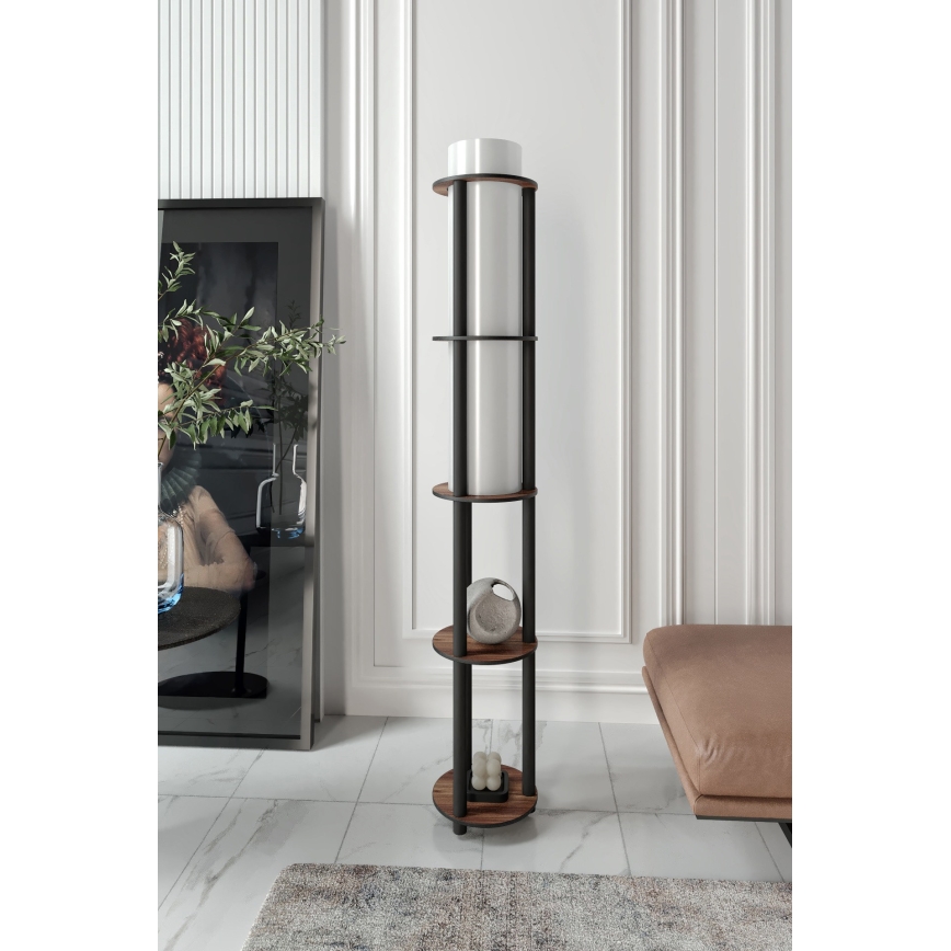 Stojací lampa s poličkami NOTO 1xE27/40W/230V hnědá/černá