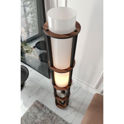 Stojací lampa s poličkami NOTO 1xE27/40W/230V hnědá/černá