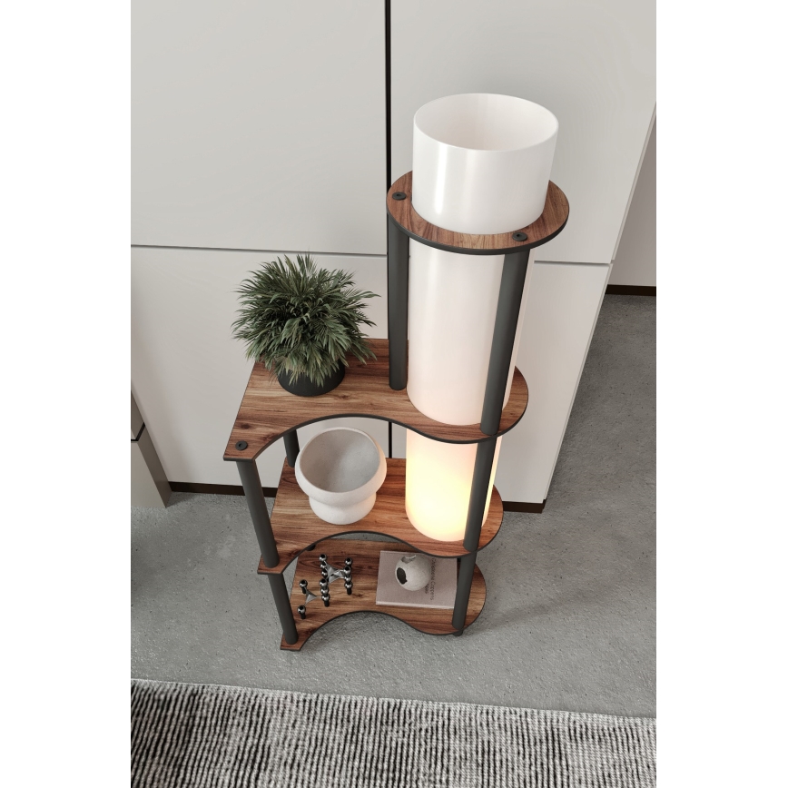 Stojací lampa s poličkami NOTO 1xE27/40W/230V hnědá/černá