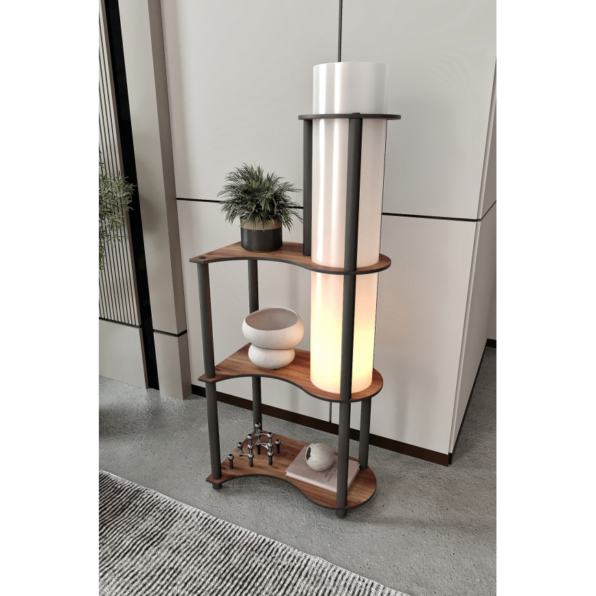 Stojací lampa s poličkami NOTO 1xE27/40W/230V hnědá/černá