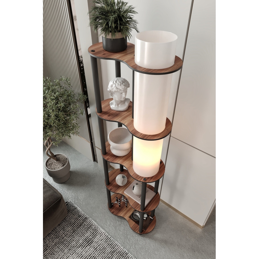 Stojací lampa s poličkami NOTO 1xE27/40W/230V hnědá/černá