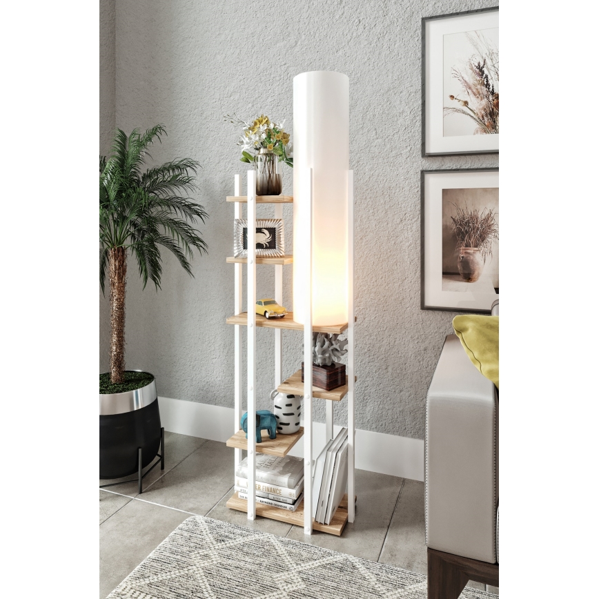 Stojací lampa s poličkami VOGUE 1xE27/40W/230V 160 cm bílá