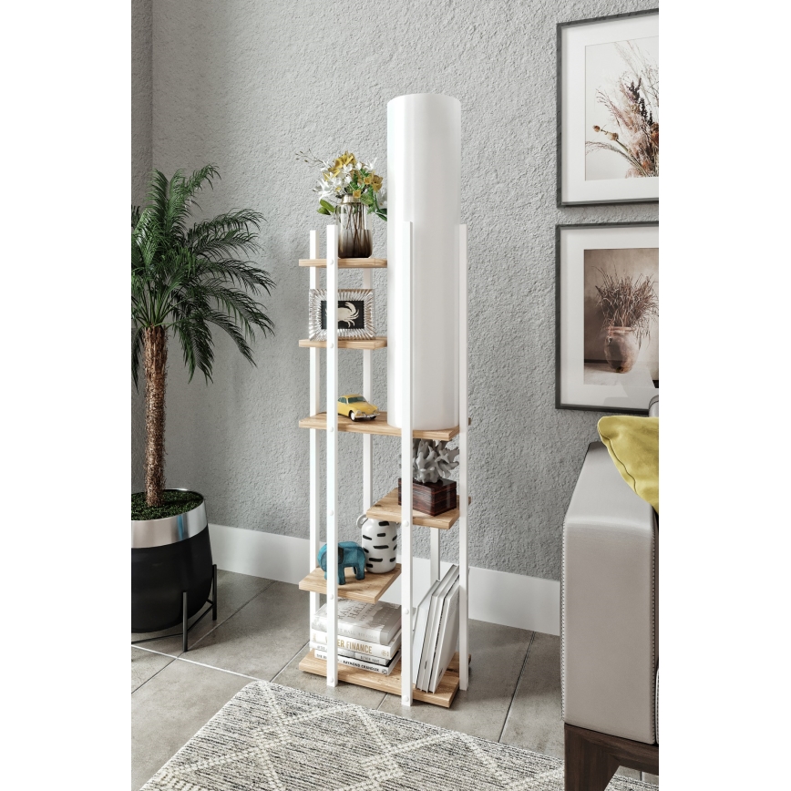 Stojací lampa s poličkami VOGUE 1xE27/40W/230V 160 cm bílá