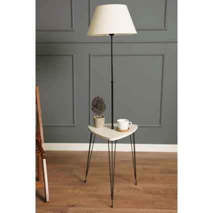 Stojací lampa se stolkem 1xE27/40W/230V černá/krémová