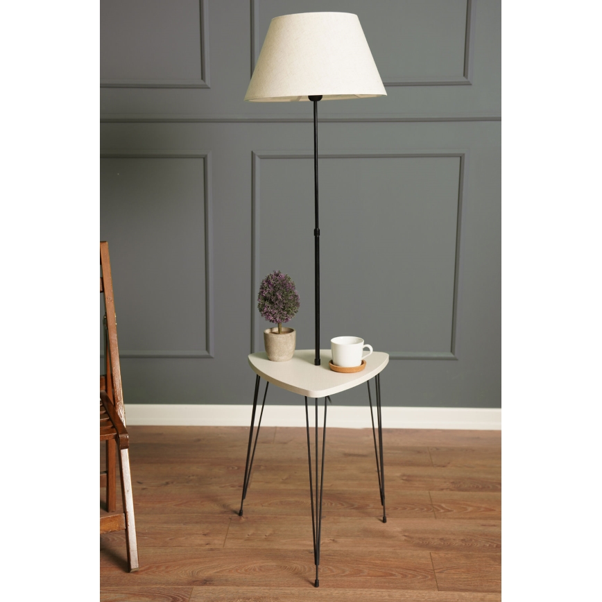 Stojací lampa se stolkem 1xE27/40W/230V černá/krémová