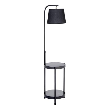Stojací lampa se stolkem 1xE27/60W/230V USB černá