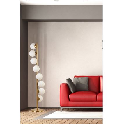Stojací lampa SIMAY 8xE27/40W/230V zlatá/bílá