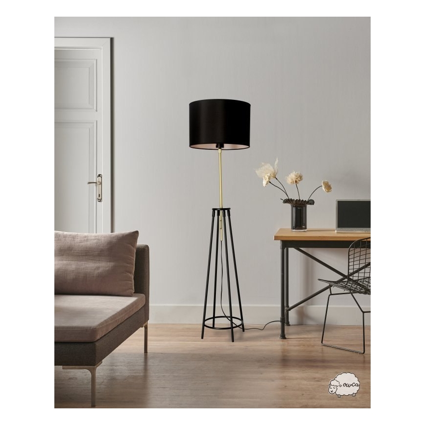Stojací lampa TEGOLA 1xE27/60W/230V černá/zlatá