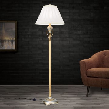 Stojací lampa TIZIA 1xE27/60W/230V bílá/zlatá/patina