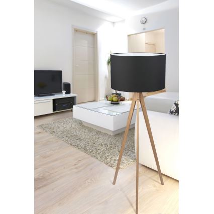 Stojací lampa TREVISO 1xE27/25W/230V černá/dřevo