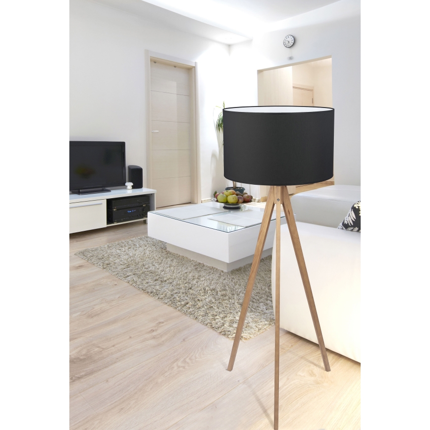 Stojací lampa TREVISO 1xE27/25W/230V černá/dřevo
