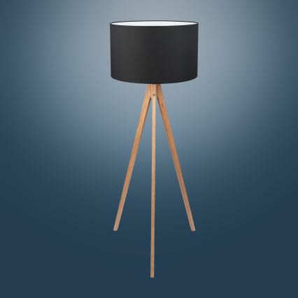Stojací lampa TREVISO 1xE27/25W/230V černá/dřevo