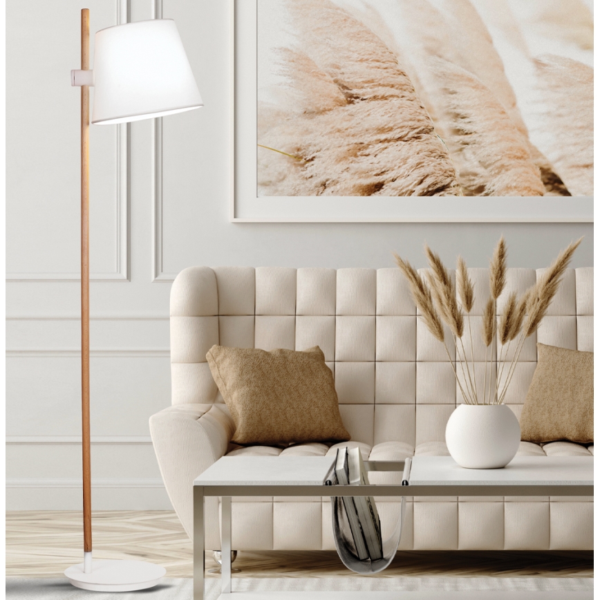 Stojací lampa VIANA 1xE27/60W/230V bílá/hnědá