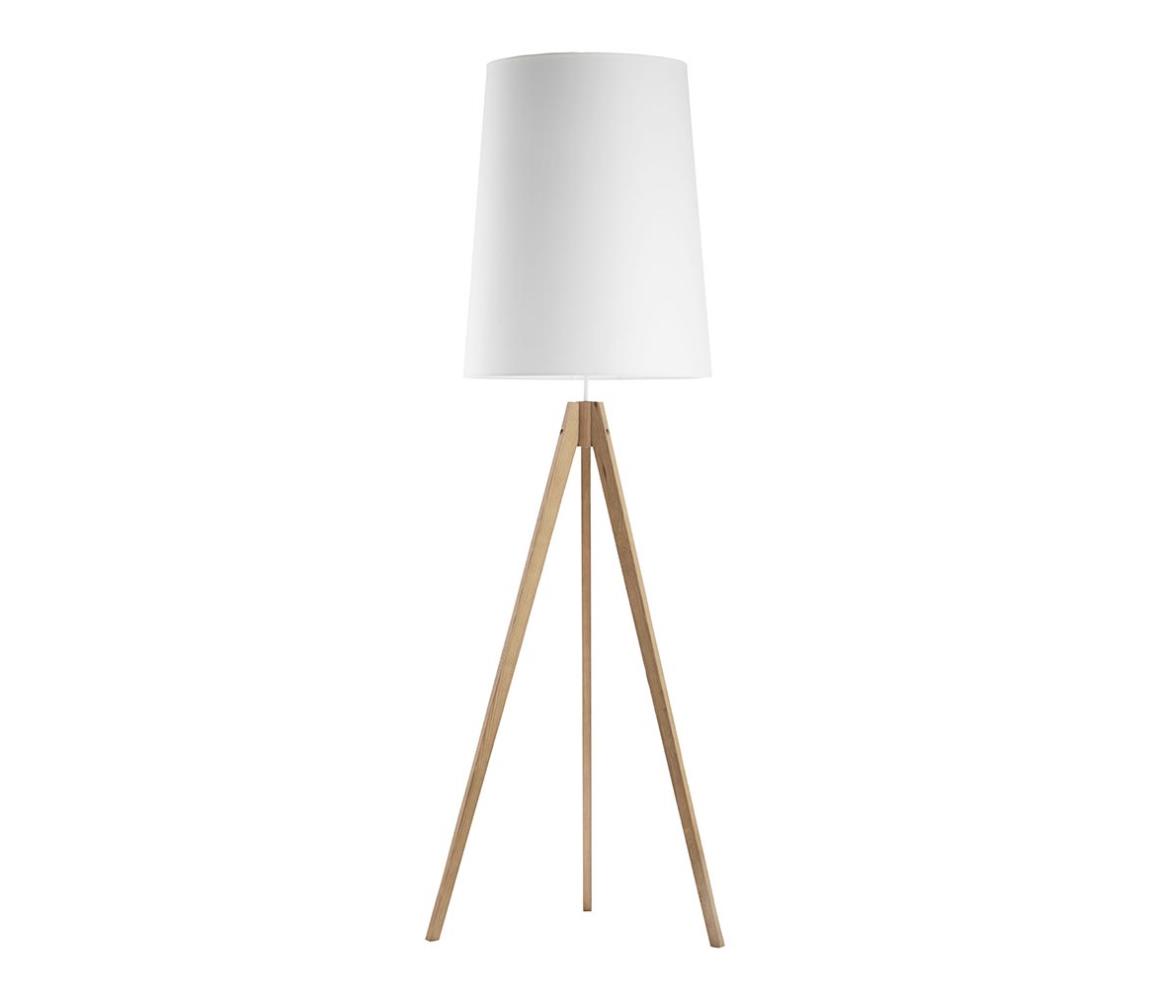 TK Lighting Stojací lampa WALZ 1xE27/25W/230V bílá/dřevo TK5047