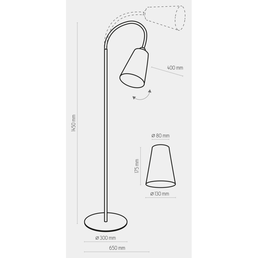 Stojací lampa WIRE 1xE27/15W/230V bílá/stříbrná