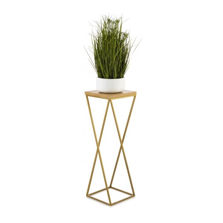 Stojan na květiny LOFT 70x24 cm zlatá/hnědá