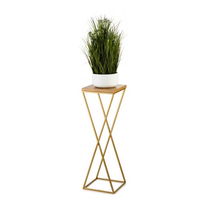 Stojan na květiny LOFT 70x24 cm zlatá/hnědá