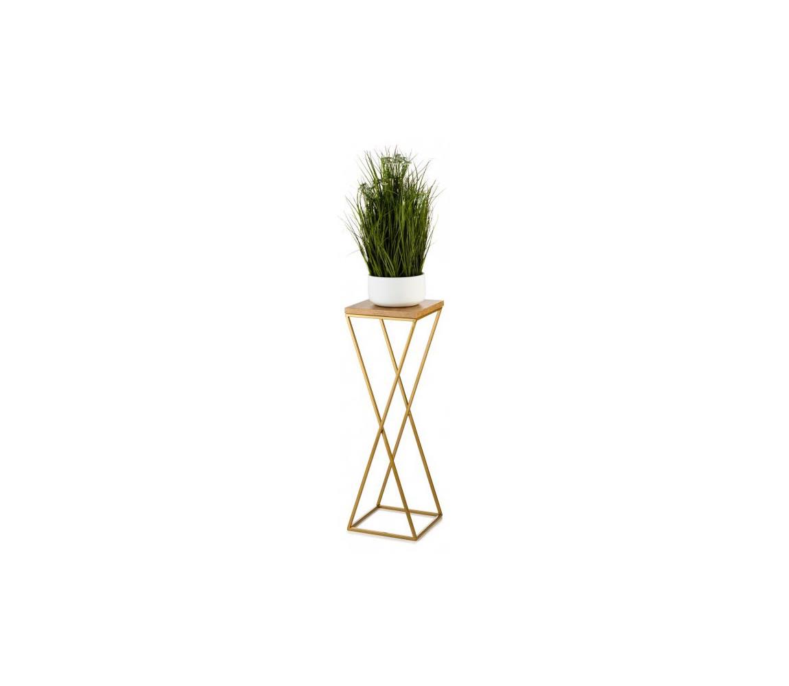  HowHomely Stojan na květiny LOFT 70x24 cm zlatá/hnědá DD0433