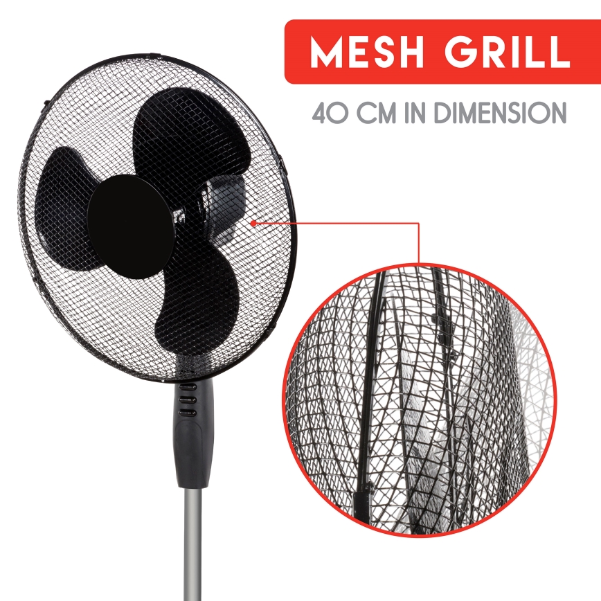 Stojanový ventilátor 40W/230V pr. 40 cm černá