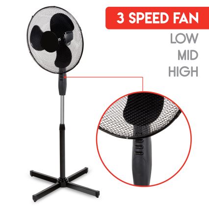 Stojanový ventilátor 40W/230V pr. 40 cm černá