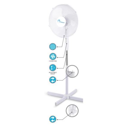 Stojanový ventilátor 42W/230V pr. 40 cm bílá