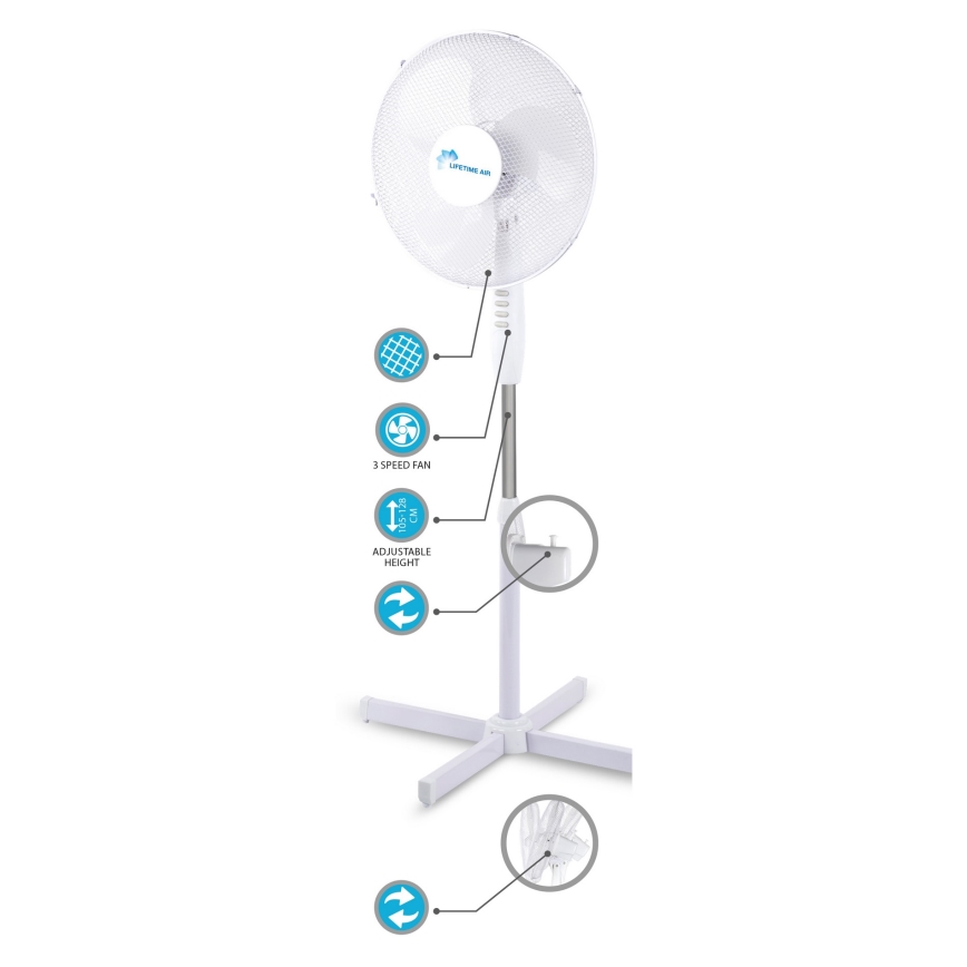 Stojanový ventilátor 42W/230V pr. 40 cm bílá