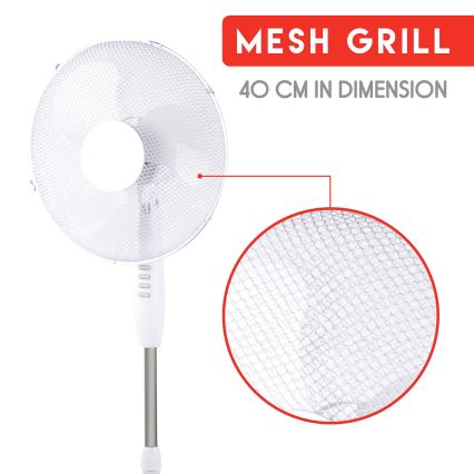 Stojanový ventilátor 42W/230V pr. 40 cm bílá