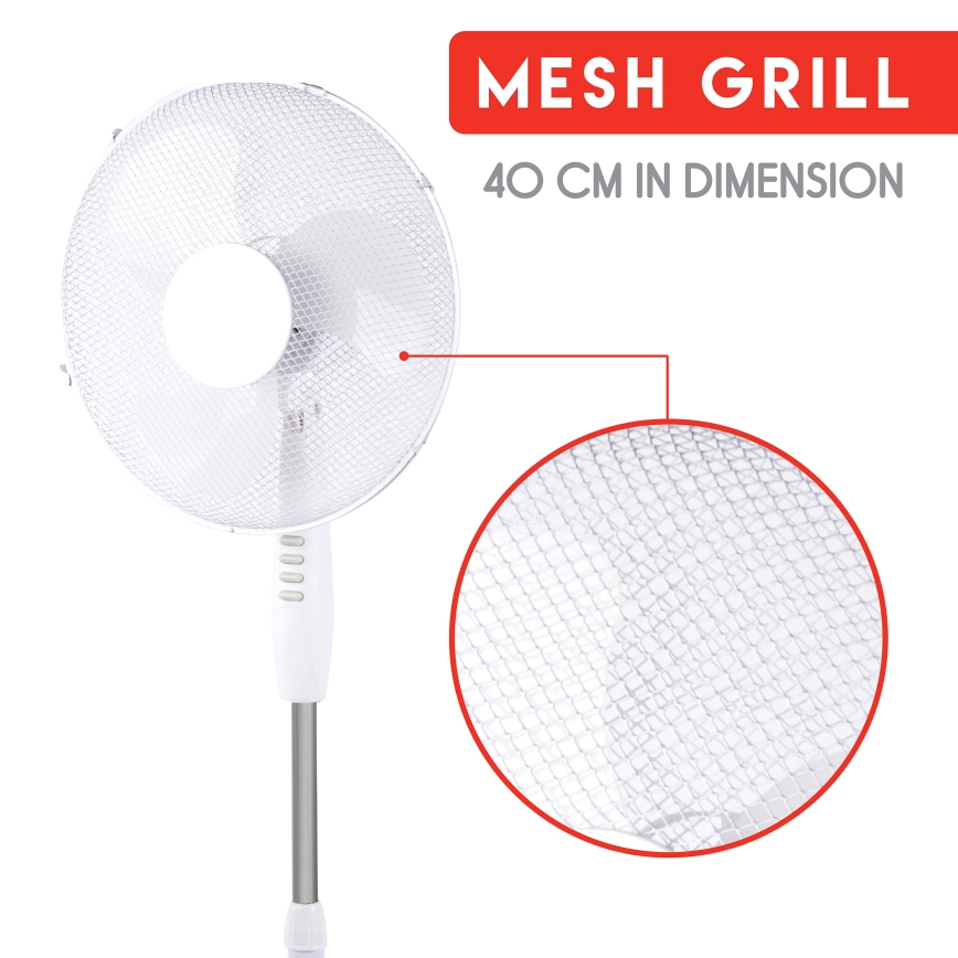 Stojanový ventilátor 42W/230V pr. 40 cm bílá