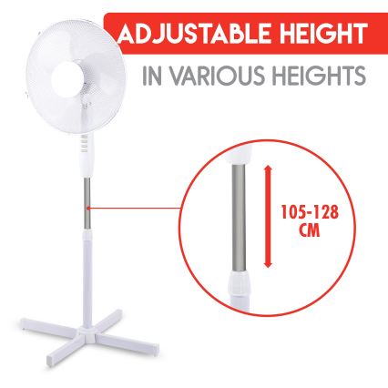Stojanový ventilátor 42W/230V pr. 40 cm bílá