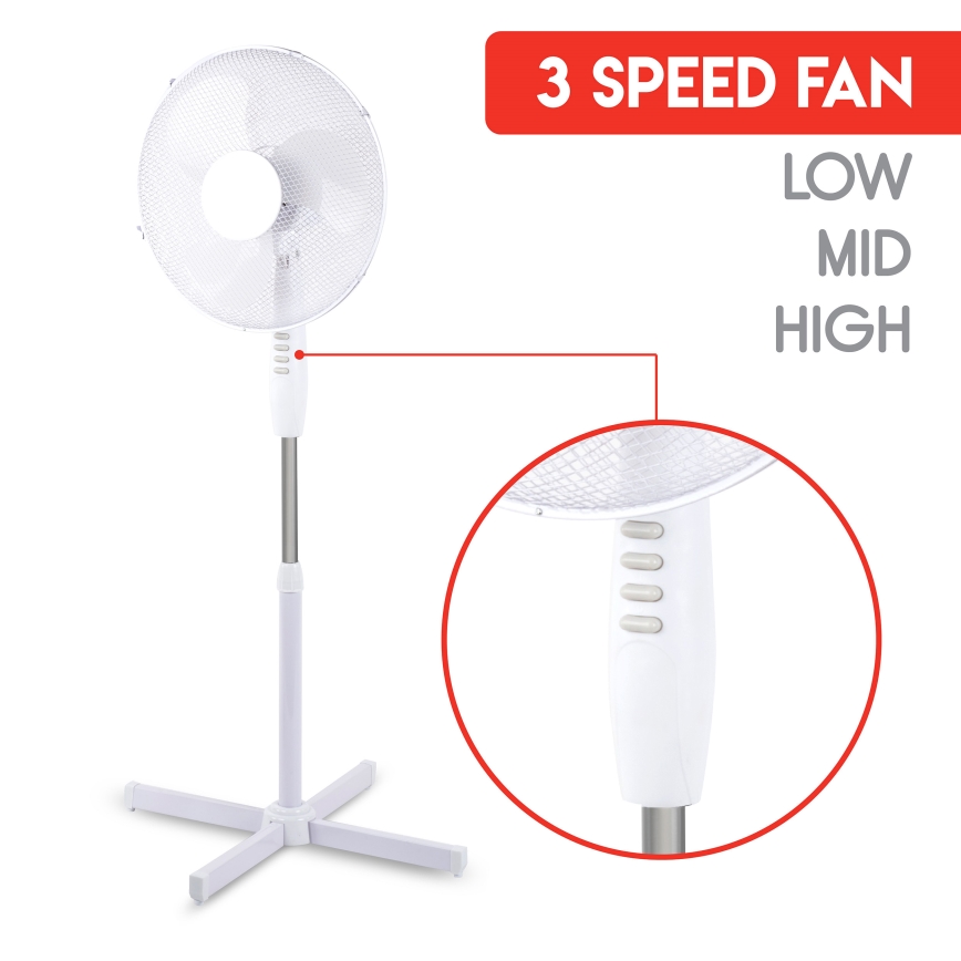 Stojanový ventilátor 42W/230V pr. 40 cm bílá