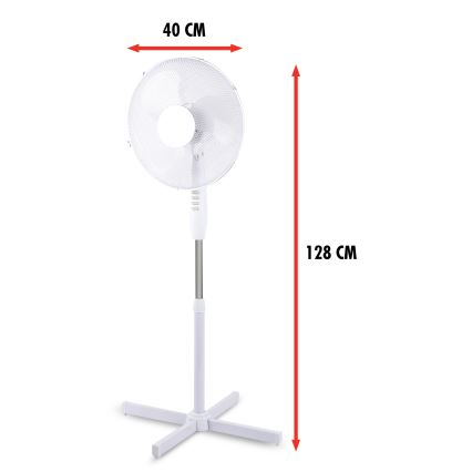 Stojanový ventilátor 42W/230V pr. 40 cm bílá