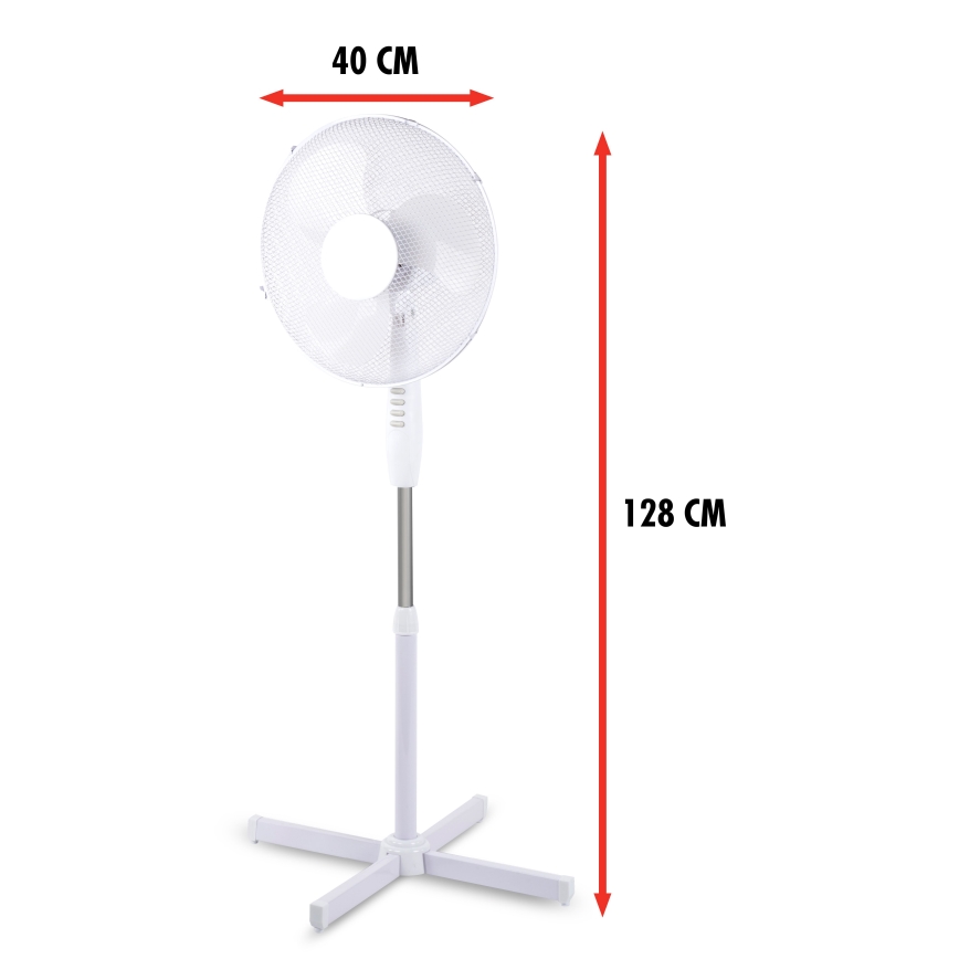 Stojanový ventilátor 42W/230V pr. 40 cm bílá